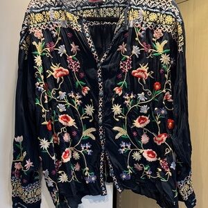 Johnny Was Multicolor Embroidered Blouse